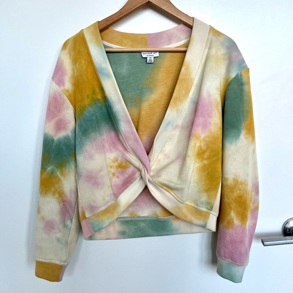 CURRENT AIR TWIST FRONT TIE DYE SWEATSHIRT XS